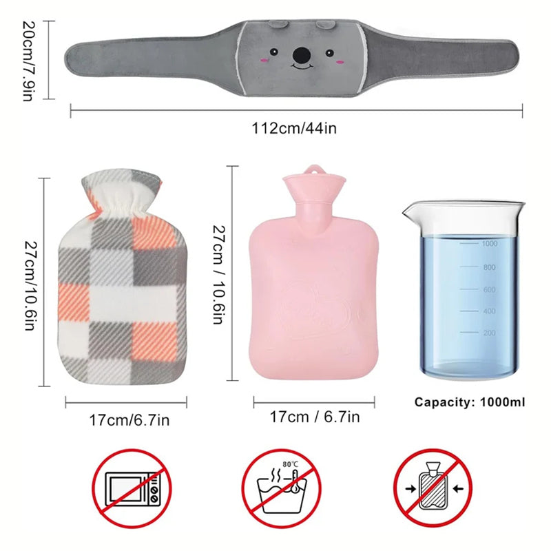 Aiitle Plush Hot Water Bottle Belt Set