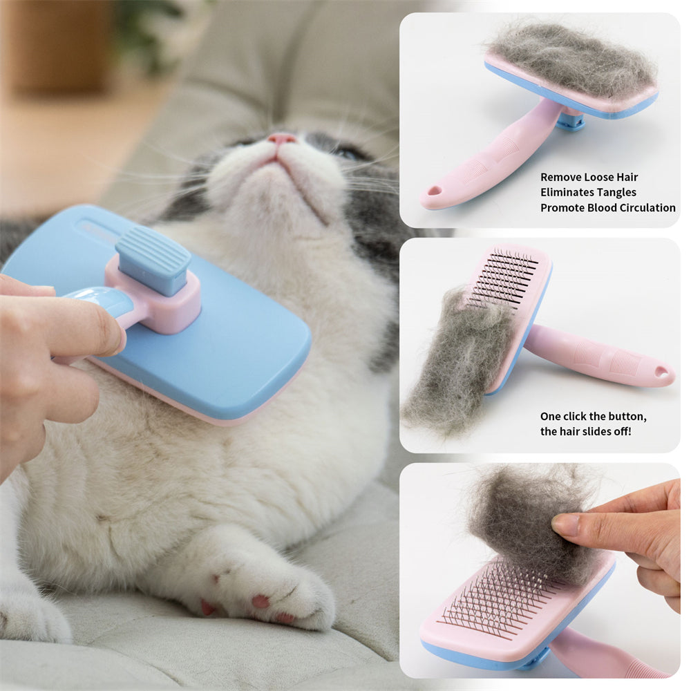Aiitle Pet Self Cleaning Slicker Hair Brush Blue