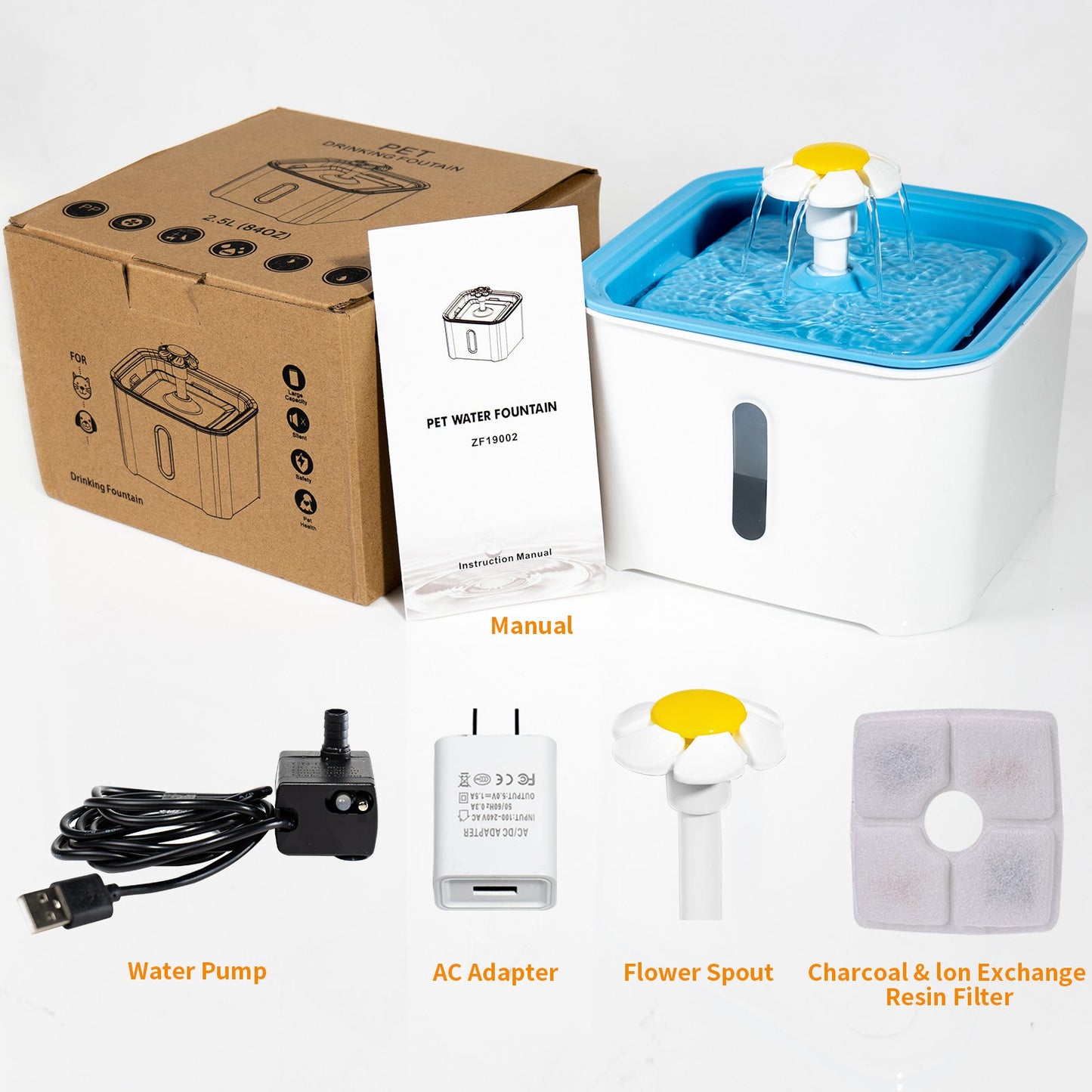 AIITLE Cat Water Fountain, 84oz/2.5L Automatic Dog Water Dispenser with Smart Pump | AIITLE