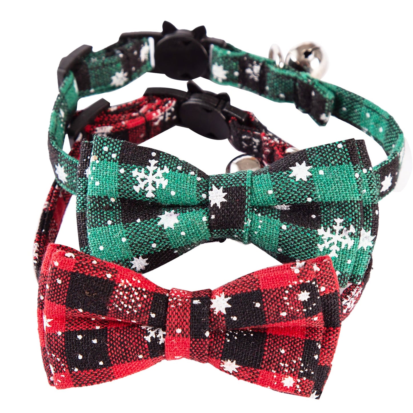 AIITLE Christmas Breakaway Plaid Cat Collar with Cute Bow Tie and Bell | AIITLE