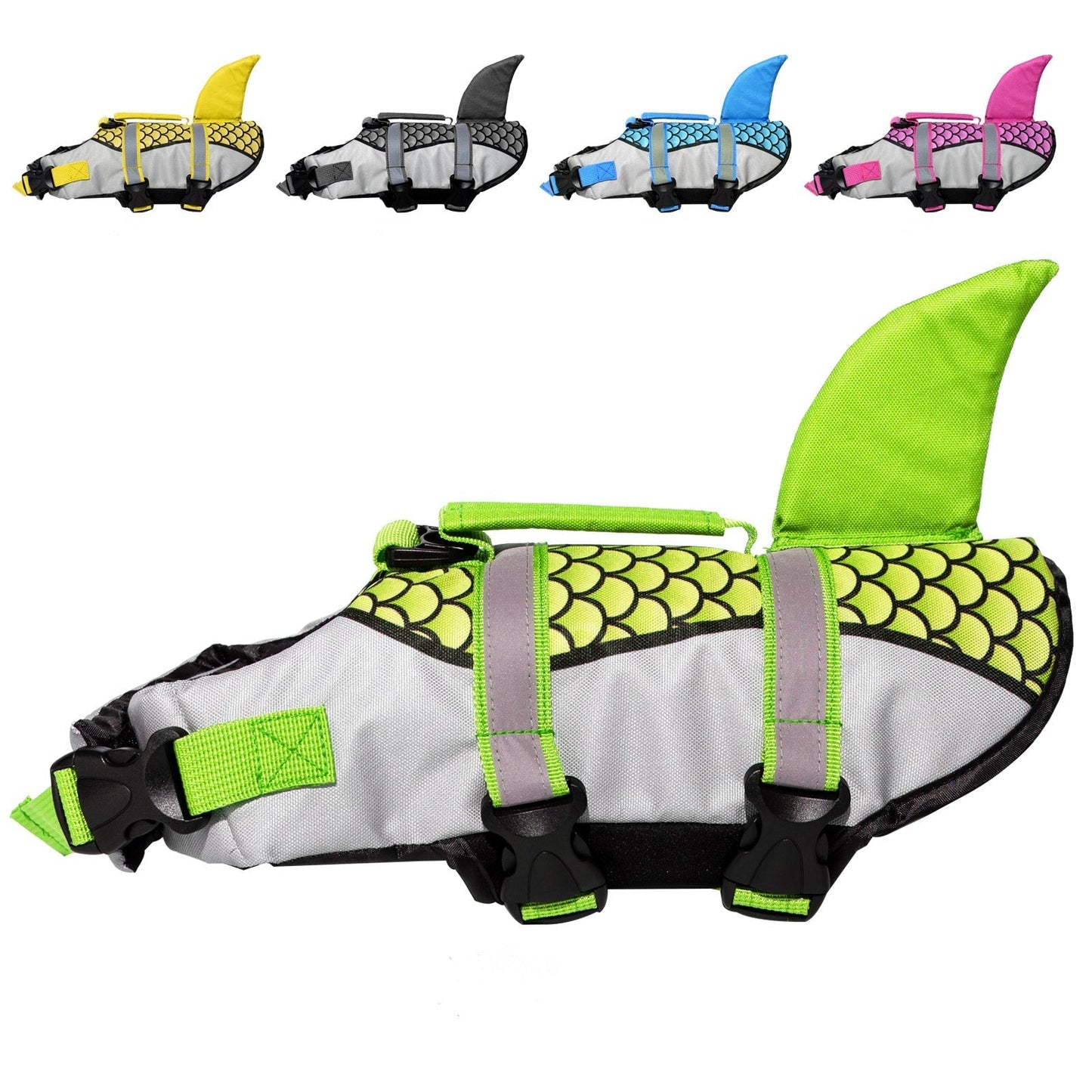 AIITLE Dog Life Vests, Adjustable Shark Dog Life Jacket with Rescue Handle | AIITLE