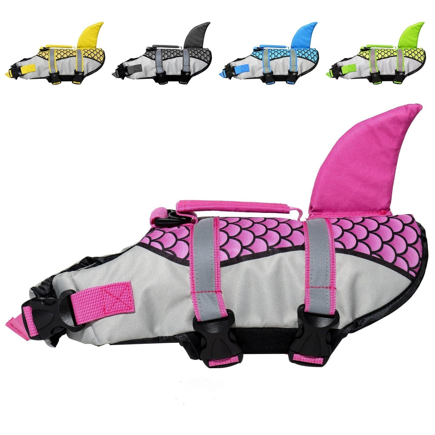 AIITLE Dog Life Vests, Adjustable Shark Dog Life Jacket with Rescue Handle | AIITLE