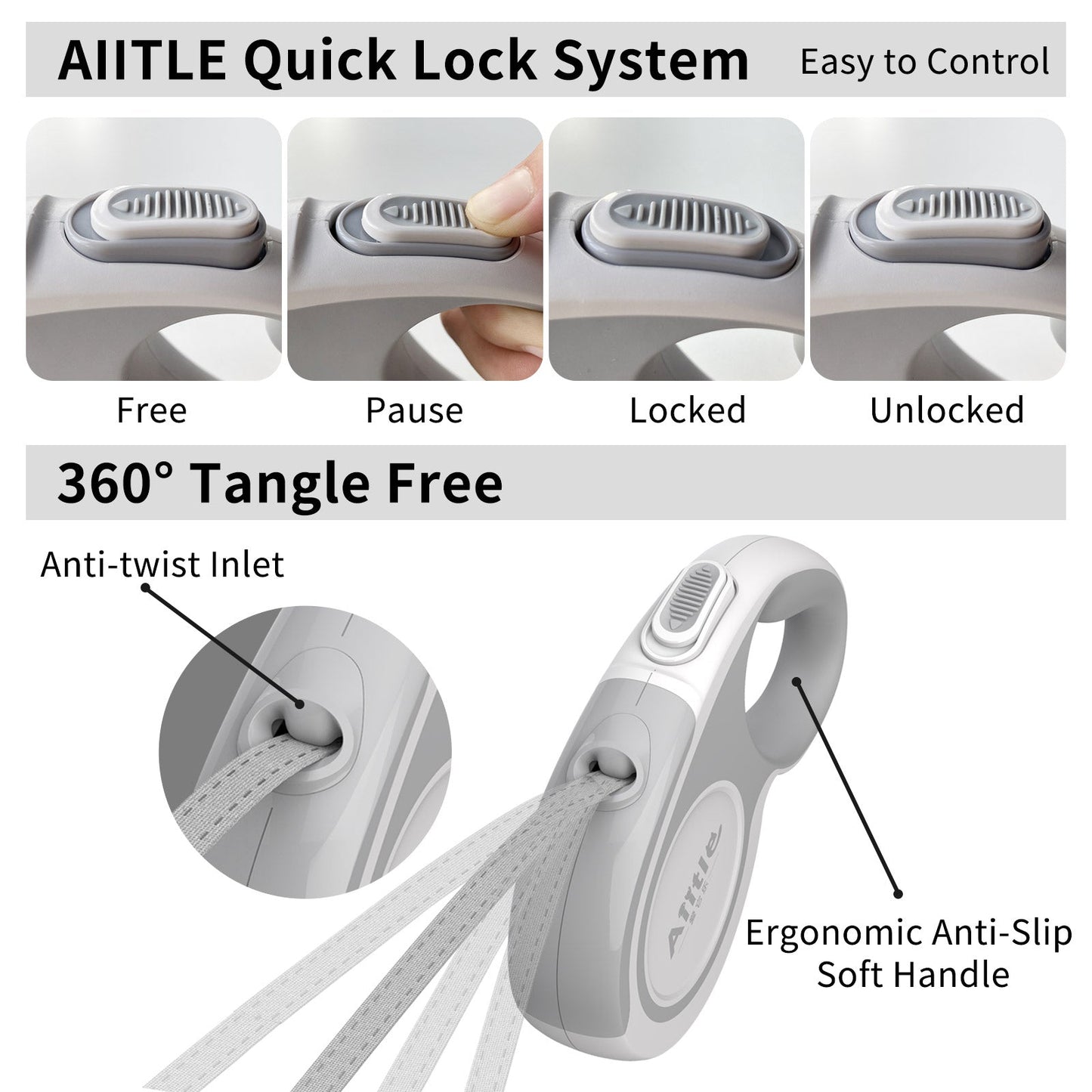 Aiitle Retractable Dog Leash, 16 ft Dog Leash for Dogs and Cats, Easy Single Lock | AIITLE