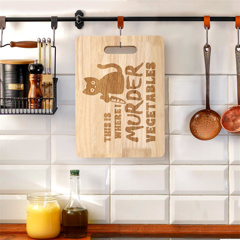 Aiitle Funny Black Cat Wooden Cutting Board