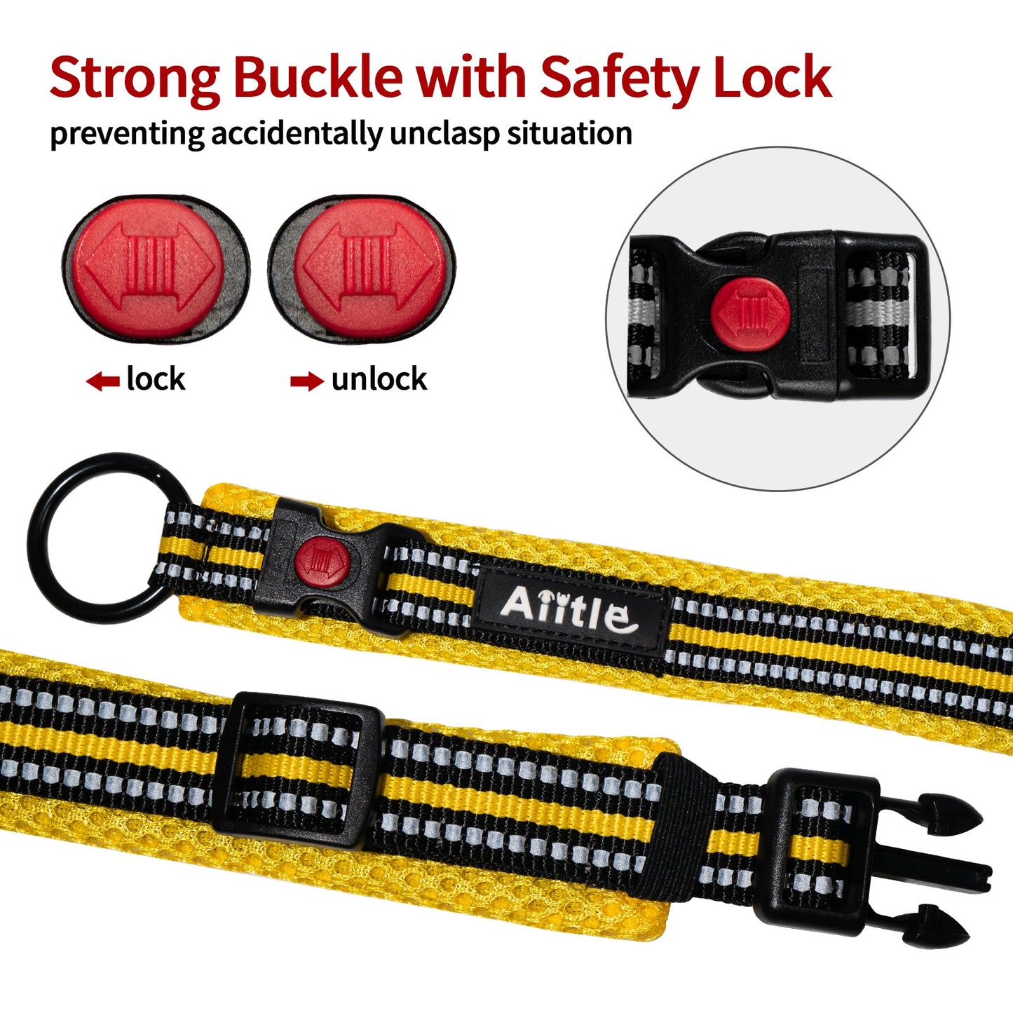 Reflective Dog Collar for Small Medium Large Dogs, Adjustable Soft Neoprene | AIITLE