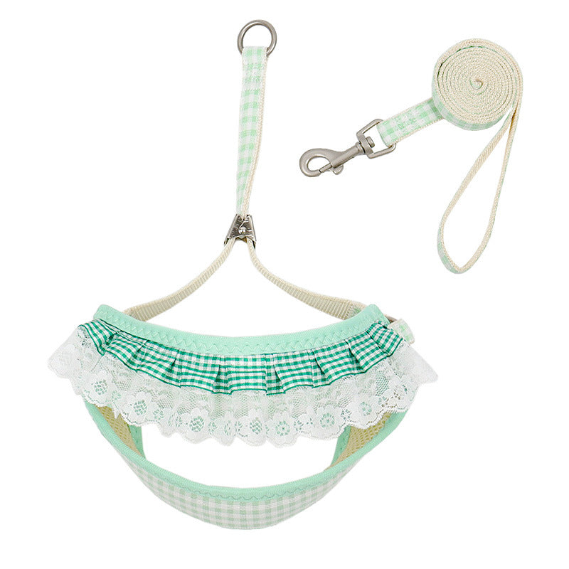 Aiitle Floral Lace Princess Dog Harness Leash Set