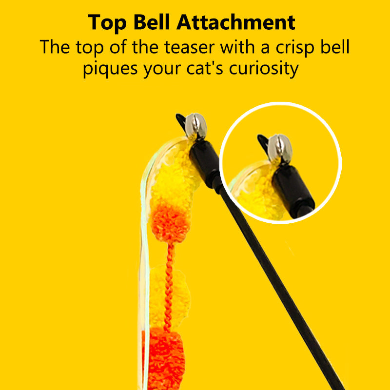 Aiitle Colorful Plush Ball Cat Teaser Wand 3 PCS Set