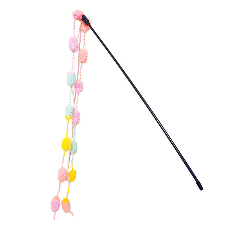 Aiitle Colorful Plush Ball Cat Teaser Wand 3 PCS Set