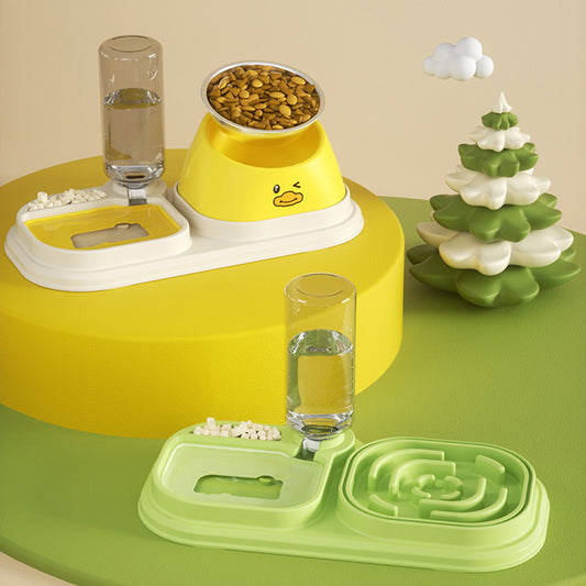 Aiitle 3 in 1 Pet Slow Feeder with Water Bottle Set