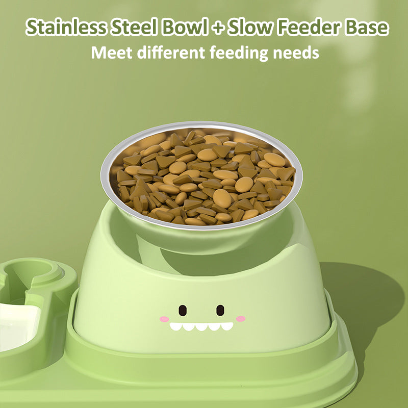 Aiitle 3 in 1 Pet Slow Feeder with Water Bottle Set