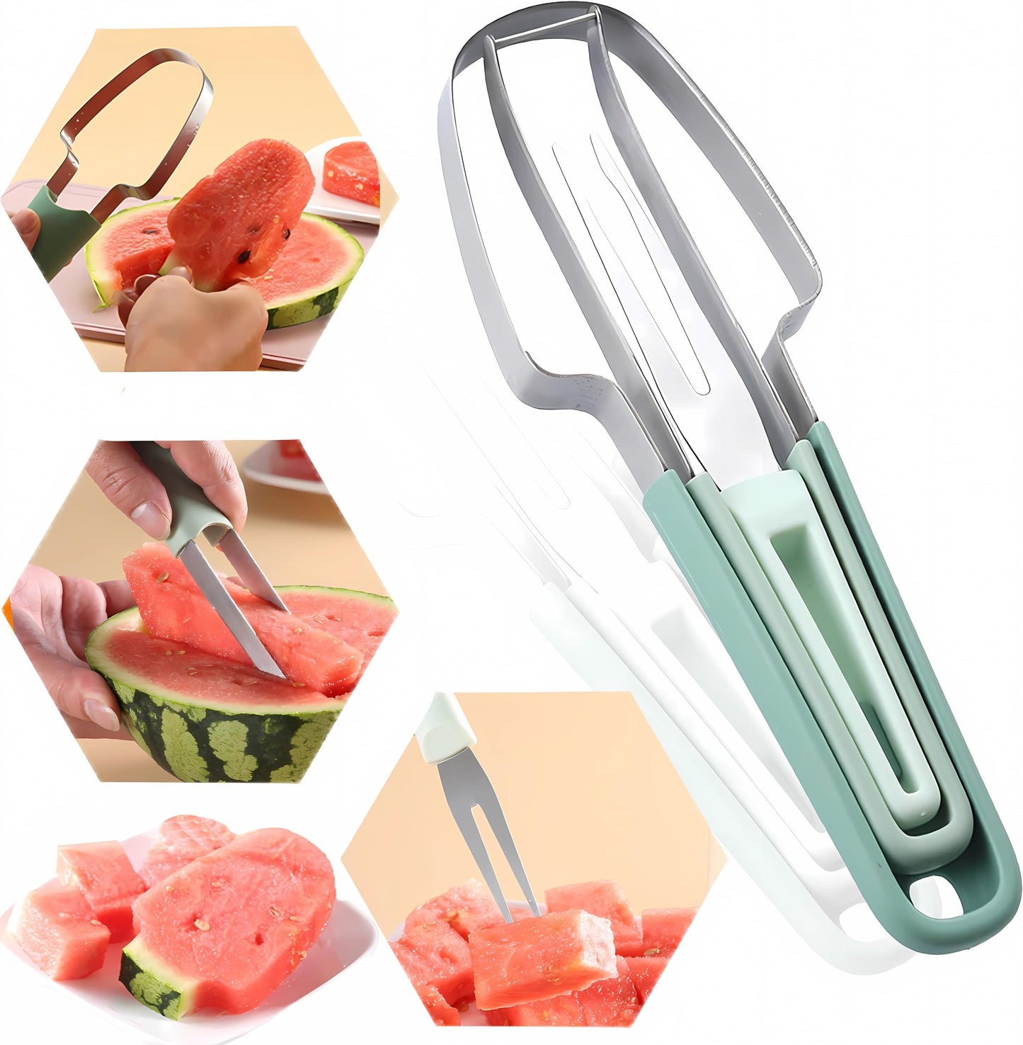 Aiitle 3 in 1 Watermelon Fork Slicer Cutter