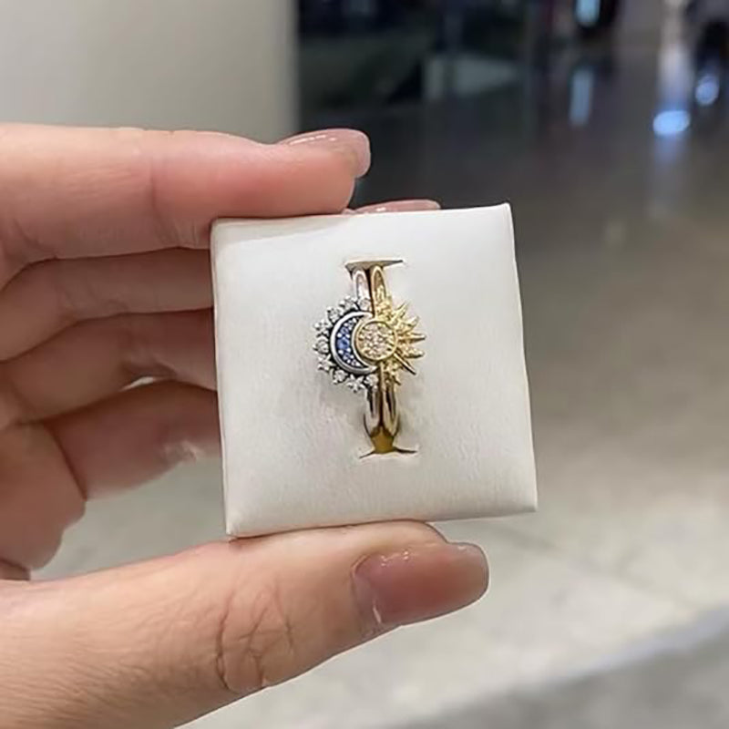 Aiitle 925 Sterling Silver Sun and Moon Ring