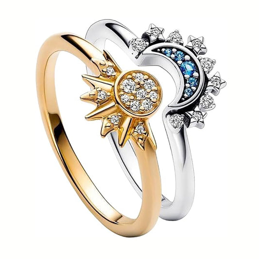 Aiitle 925 Sterling Silver Sun and Moon Ring