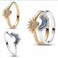Aiitle 925 Sterling Silver Sun and Moon Ring