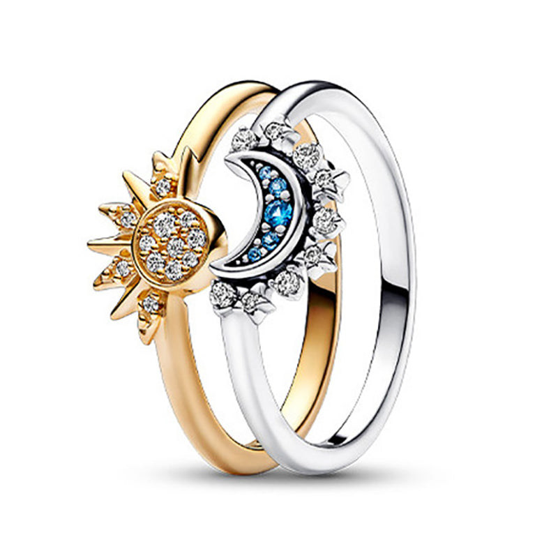 Aiitle 925 Sterling Silver Sun and Moon Ring