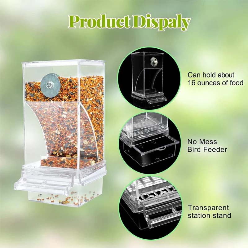 Aiitle Automatic No-Spill Transparent Bird Feeder