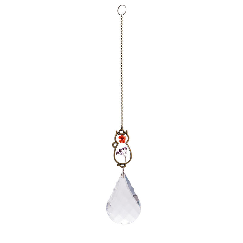 Aiitle Cat Suncatcher Ornament with Flower