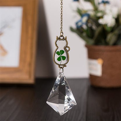 Aiitle Cat Suncatcher Ornament with Flower