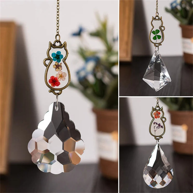Aiitle Cat Suncatcher Ornament with Flower