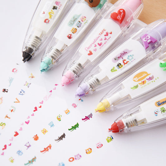 Aiitle DIY Cute Animals Press Tape Decorative Pen