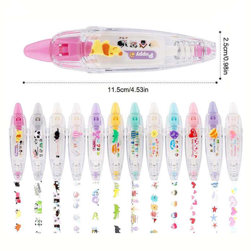 Aiitle DIY Cute Animals Press Tape Decorative Pen