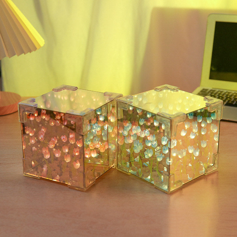 Aiitle DIY Tulip Magic Cube Mirror Night Light