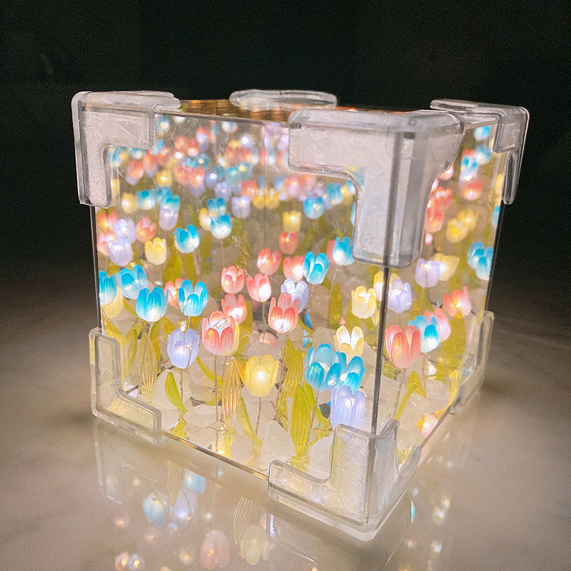 Aiitle DIY Tulip Magic Cube Mirror Night Light