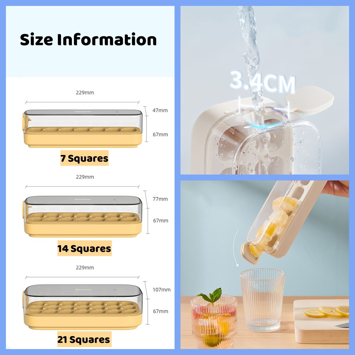 Aiitle New Press-Type Ice Cube Tray