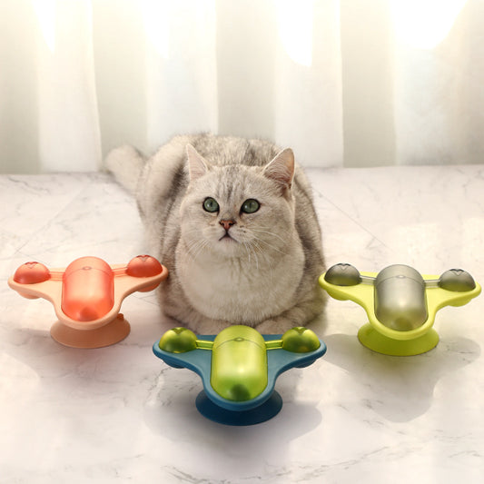 Aiitle Rotating Airplane Pet Food Dispenser Toy