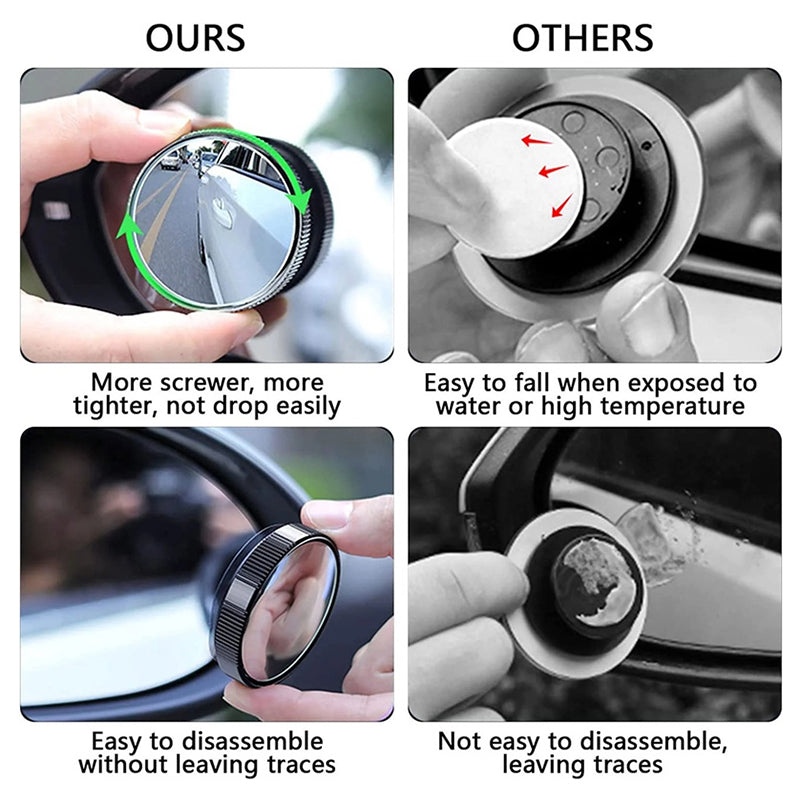 Aiitle 2Pcs 360° Rotatable Blind Spot Mirrors for Car