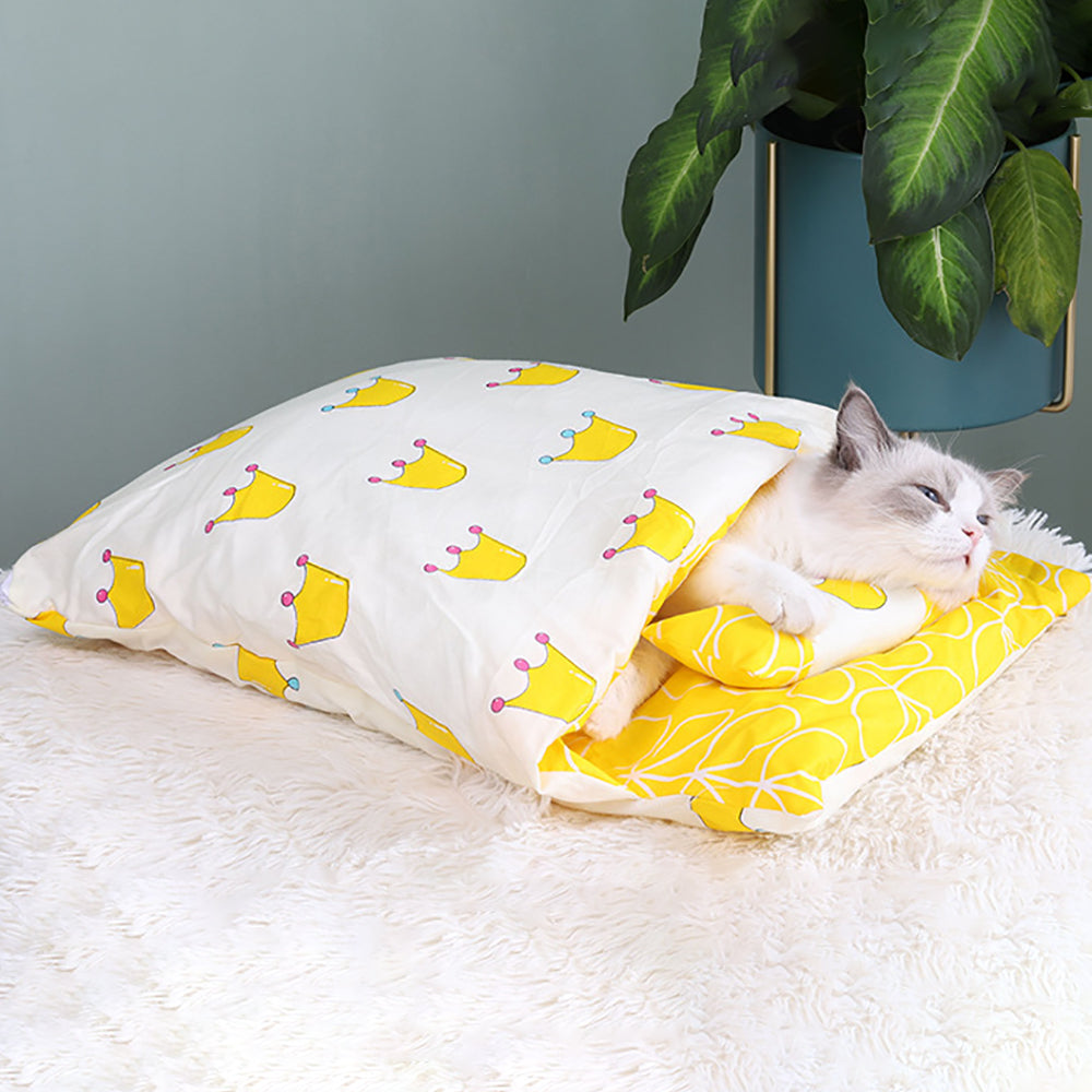 Aiitle Cute Cat Sleeping Bed with Pillow