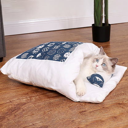 Aiitle Cute Cat Sleeping Bed with Pillow