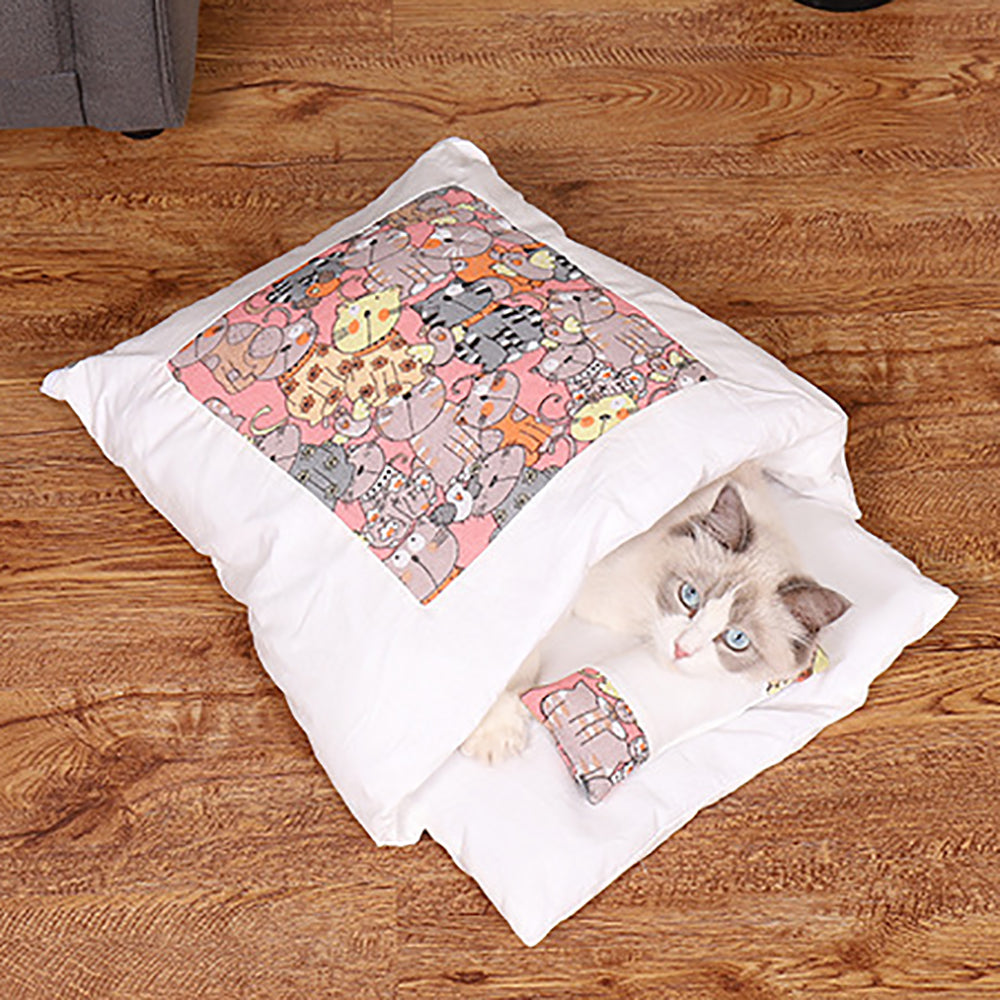 Aiitle Cute Cat Sleeping Bed with Pillow