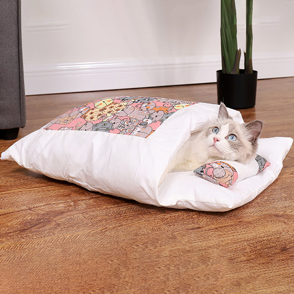 Aiitle Cute Cat Sleeping Bed with Pillow