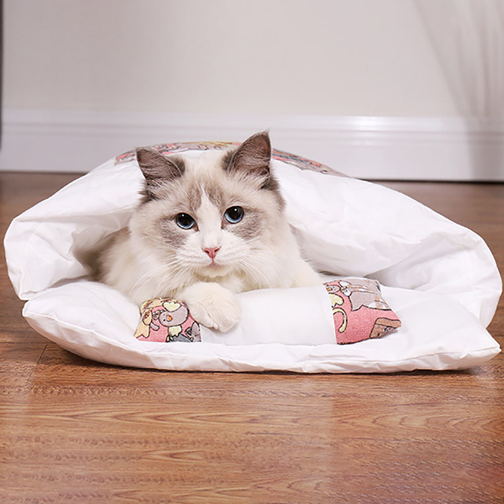 Aiitle Cute Cat Sleeping Bed with Pillow