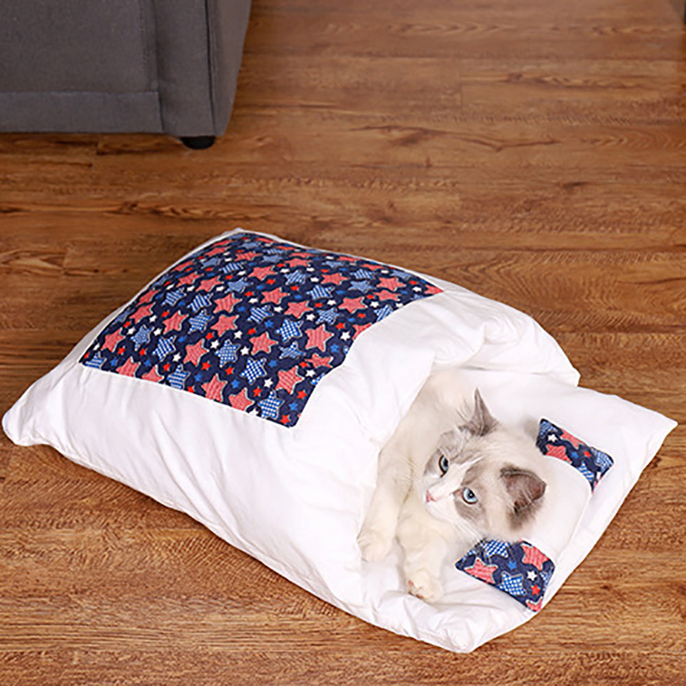 Aiitle Cute Cat Sleeping Bed with Pillow