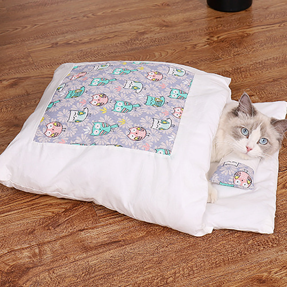 Aiitle Cute Cat Sleeping Bed with Pillow