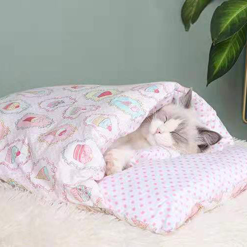 Aiitle Cute Cat Sleeping Bed with Pillow