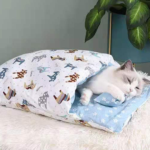 Aiitle Cute Cat Sleeping Bed with Pillow