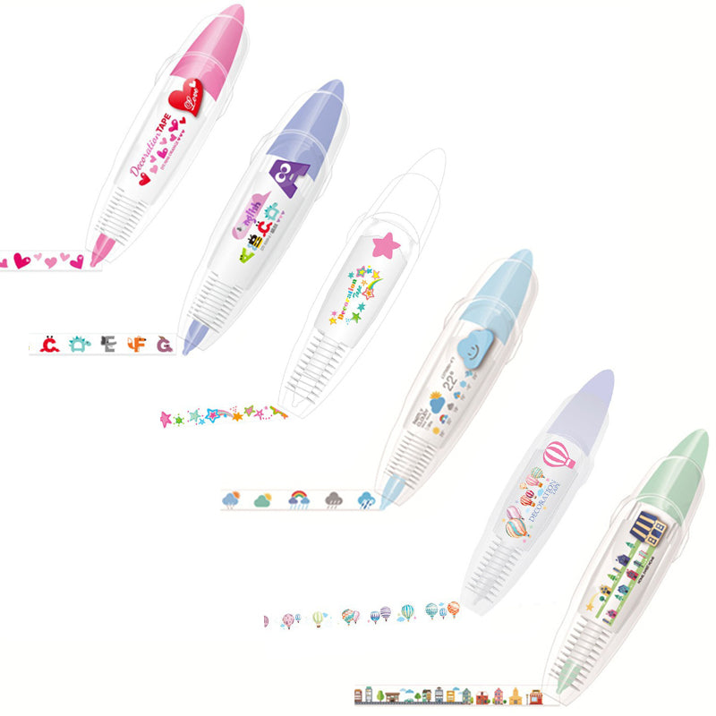 Aiitle DIY Cute Animals Press Tape Decorative Pen