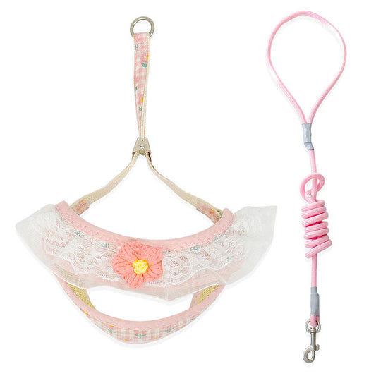 Aiitle Floral Lace Princess Dog Harness Leash Set