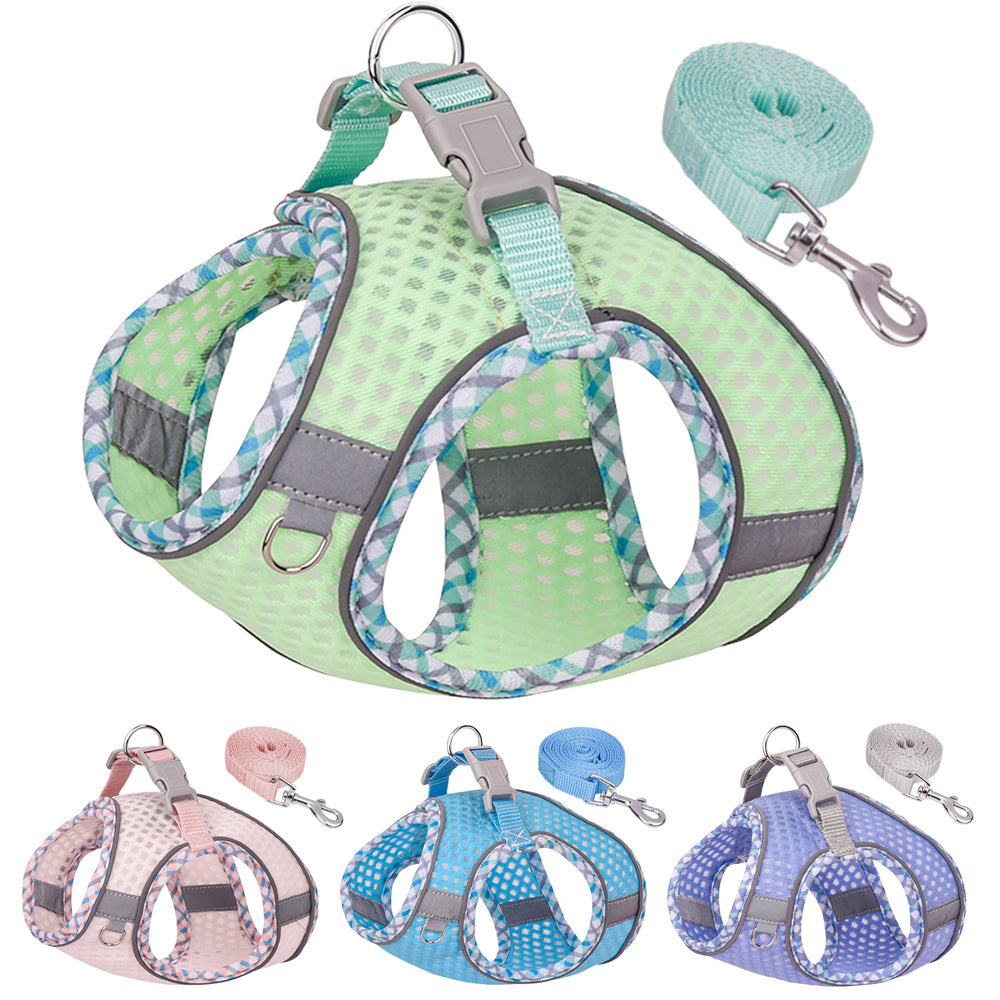 Aiitle Plaid Border Reflective Mesh Dog Harness Sage