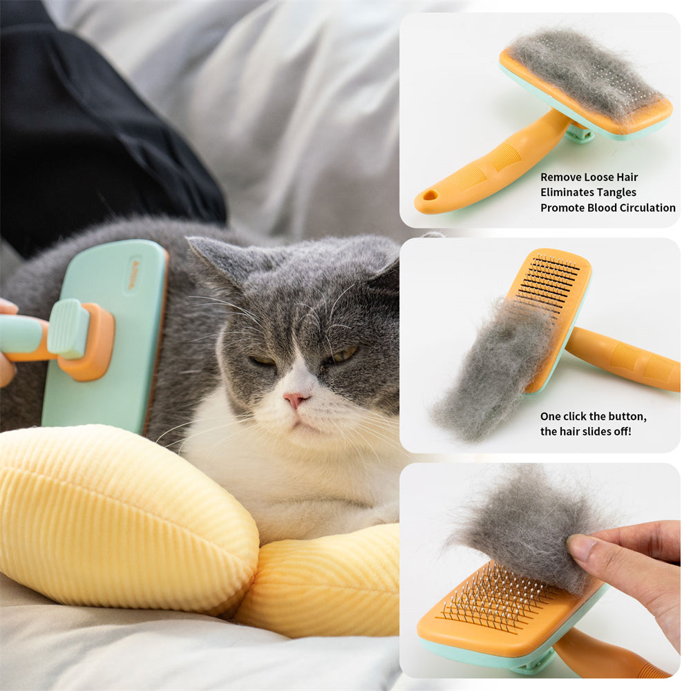 Aiitle Pet Self Cleaning Slicker Hair Brush Green