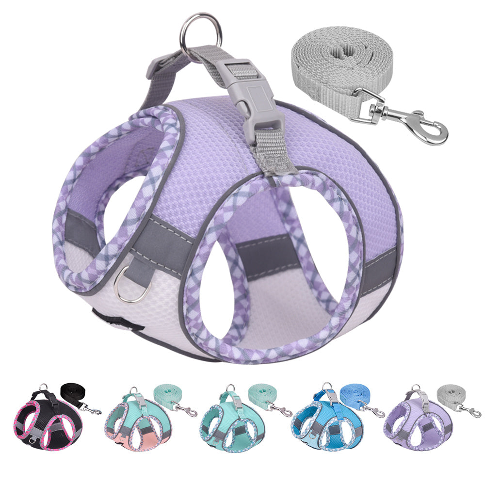 Aiitle Step in Breathable Air Mesh Dog Harness Purple White