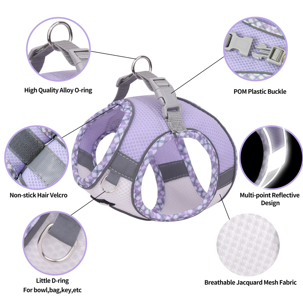 Aiitle Step in Breathable Air Mesh Dog Harness Purple White