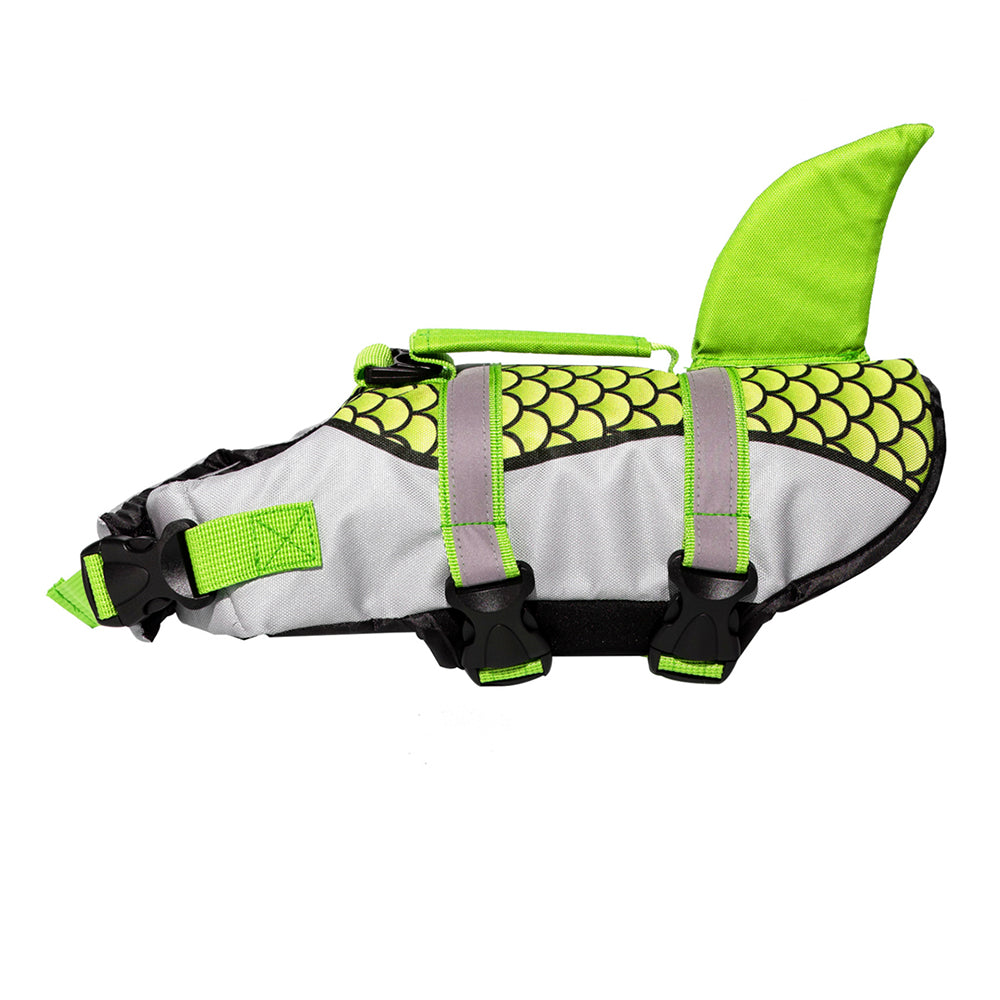 Aiitle Adjustable Shark Dog Life Vest with Rescue Handle Blue