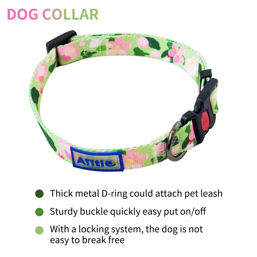 Aiitle New Adjustable Step in Dog Harness Leash Set Green Flower