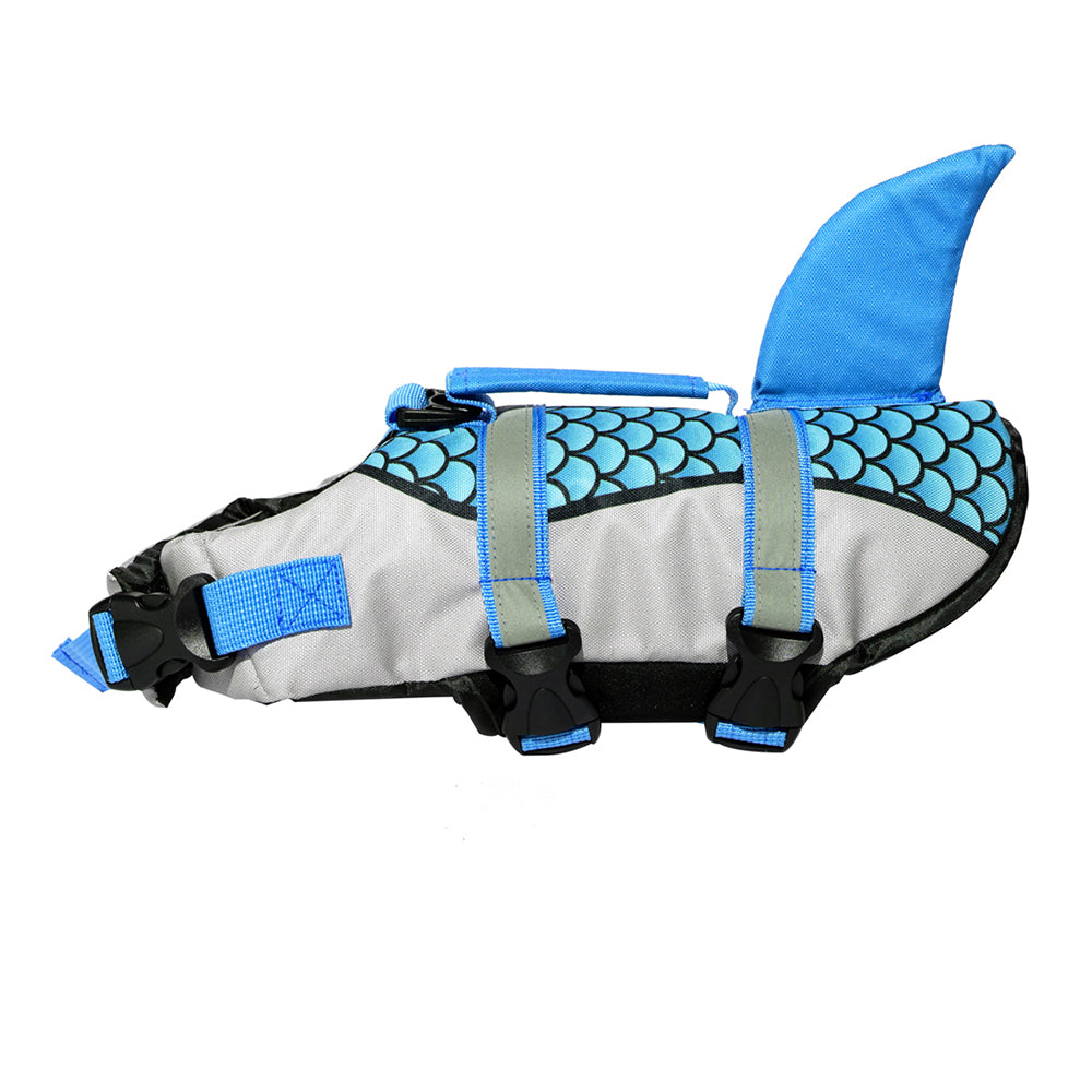 Aiitle Adjustable Shark Dog Life Vest with Rescue Handle Green