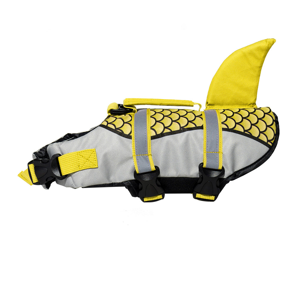 Aiitle Adjustable Shark Dog Life Vest with Rescue Handle Yellow