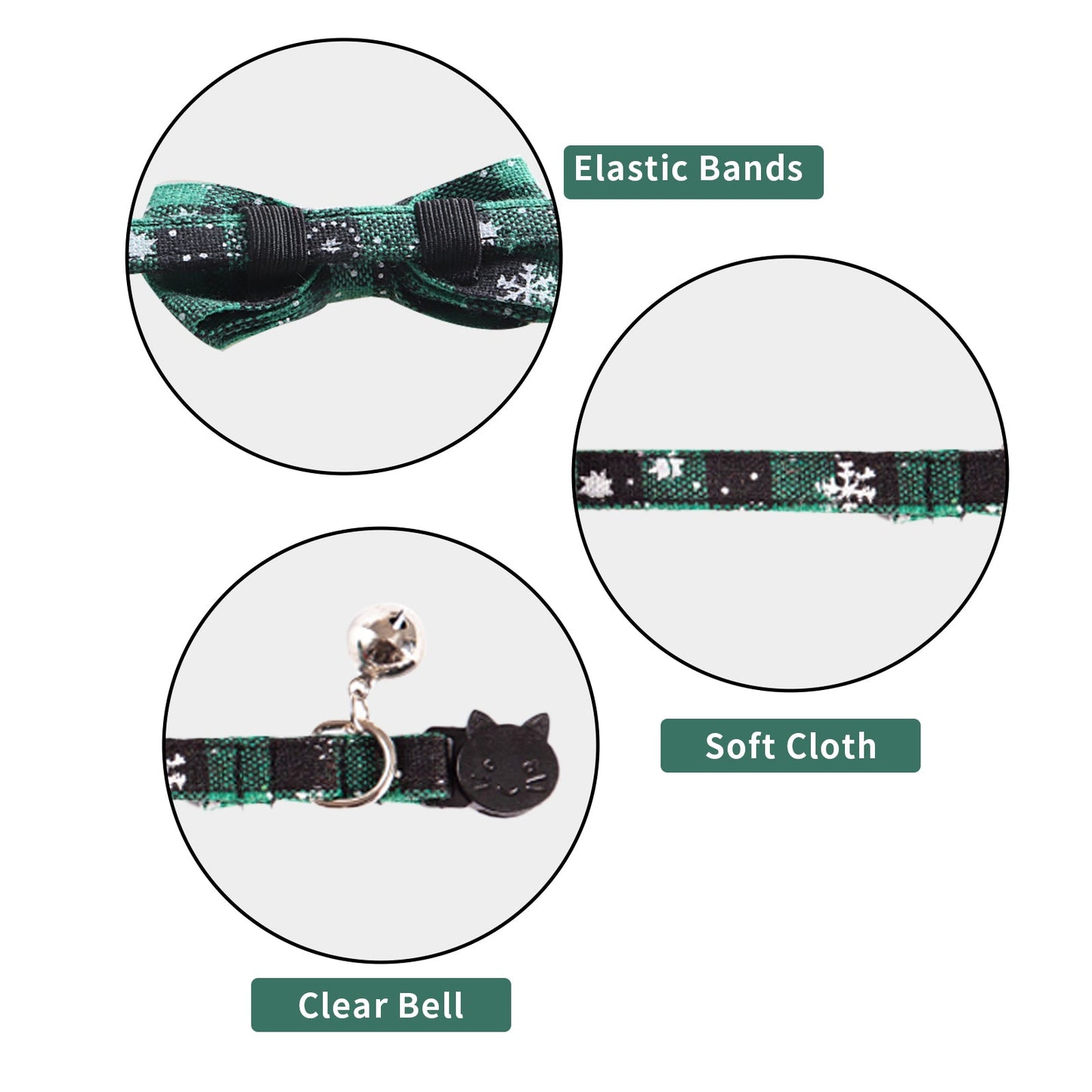 AIITLE Christmas Breakaway Plaid Cat Collar with Cute Bow Tie and Bell | AIITLE
